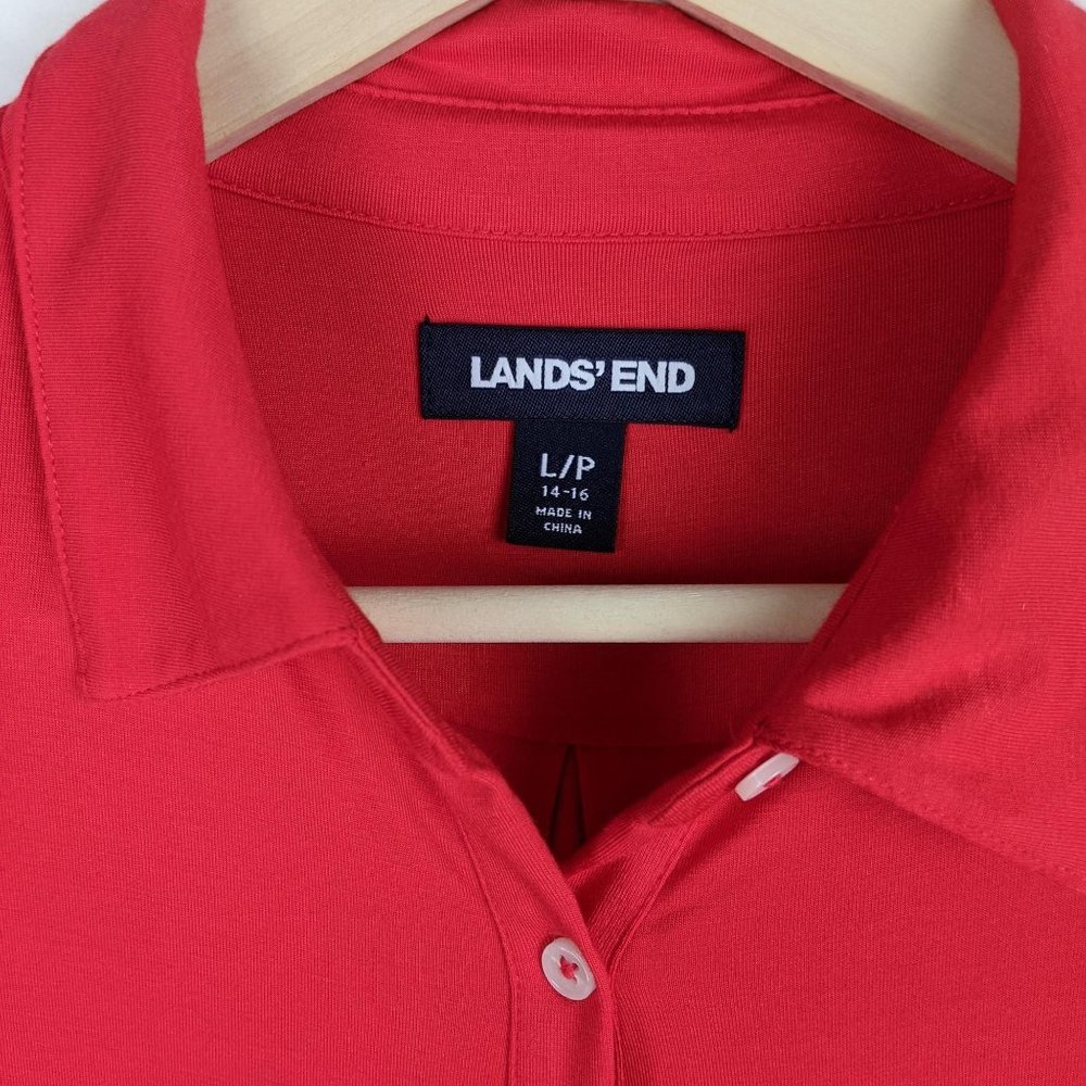 Lands' End Red Button Down Long Sleeve Shirt L - Picture 2 of 6
